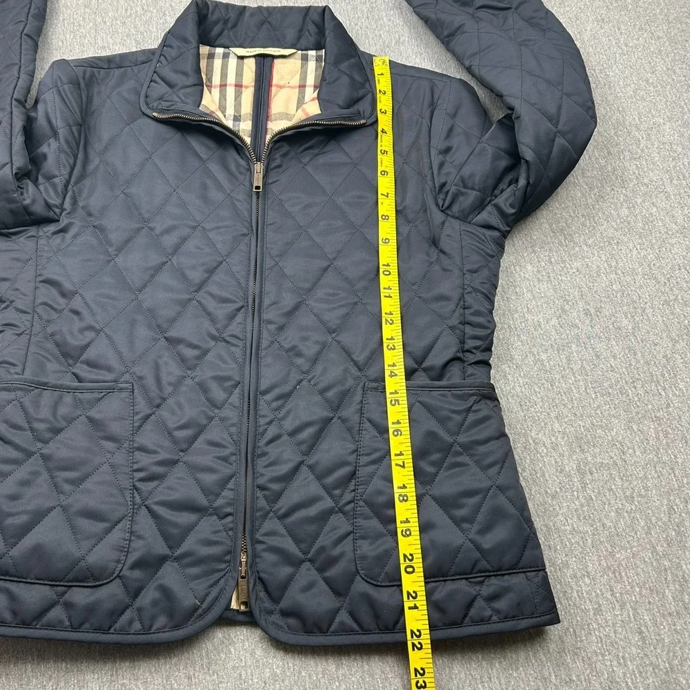 Burberry London Full Zip Quilted Jacket Womens Small Blue Plaid Lined - Picture 7 of 16